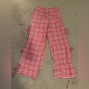 2 for $10 SHEIN Red and White Gingham Tie pants size xs